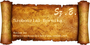 Szoboszlai Borsika névjegykártya